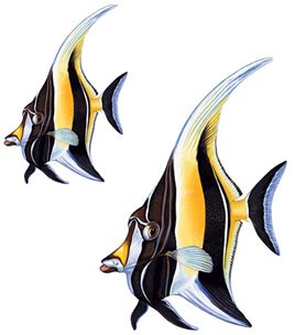 Custom Mosaics Aqua Decal Graphics Moorish Idol Fish Group 7"x10", 4" | LX-GROUP-9 B