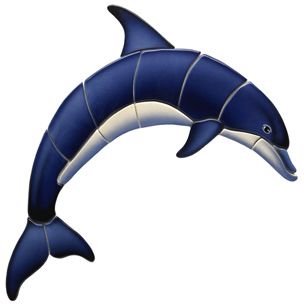 Custom Mosaics Ceramic Mosaic Blue Dolphin - A 21inch x 14inches | BD42-21