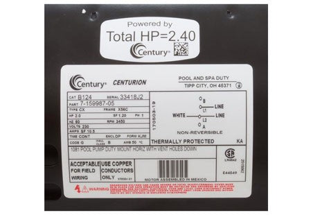 Century Motors Magnetek Keyed Motor 2HP 230V Full-Rate 56 Round Frame | B124