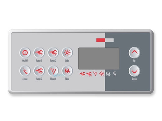 Gecko TSC-8-10K-GE1 10 button spa topside control panel with overlay, BDLTSC810K