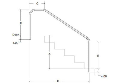 S.R. Smith 3-Bend 6' Stair Rail 304 Grade SS | 3HR-6-049