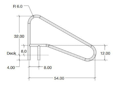 S.R. Smith Deck Mounted 54" Braced Stair Rail 304 SS | DMS-102B
