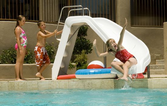 Interfab Inter Fab White Water Slide | Right Curve Blue | WWS-CRB-SS