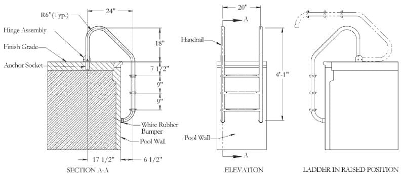 Interfab 3-Step Hinged Ladder with Stainless Steel Treads | HL3049S