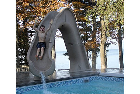 Global Pool Products Tidal Wave Slide with LED Light Right Turn Sand | GPPSTW-SAND-R-LED