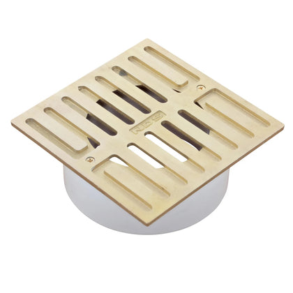 NDS 913B 5 in. Square Grate with PVC Collar, Satin Brass
