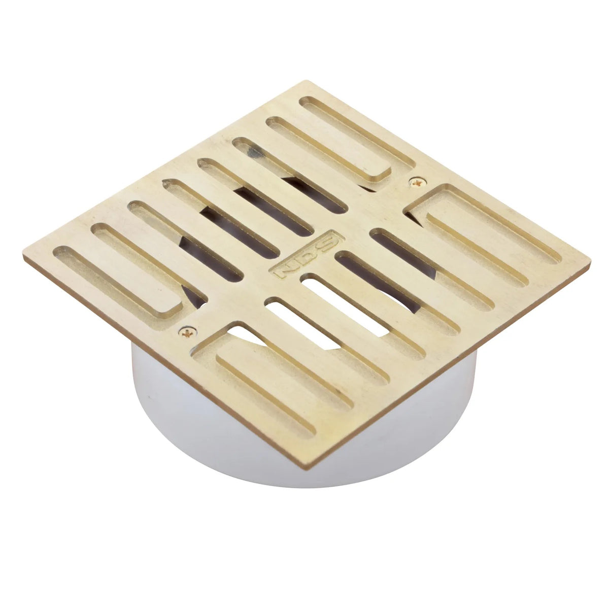 NDS 913B 5 in. Square Grate with PVC Collar, Satin Brass