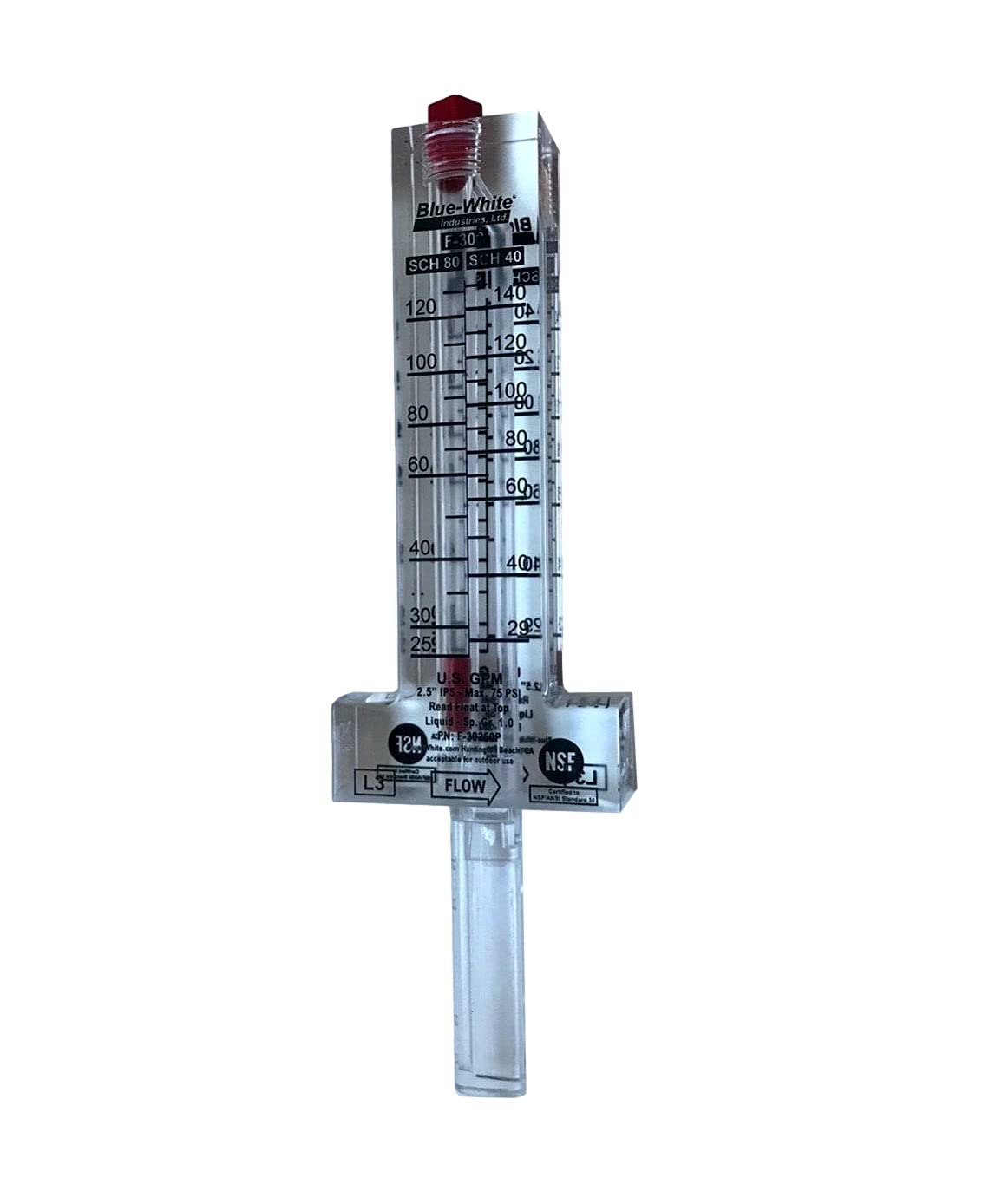 Blue White Industries 2.5 inch PVC Flow Meter 60-240 GPM | F-30250P
