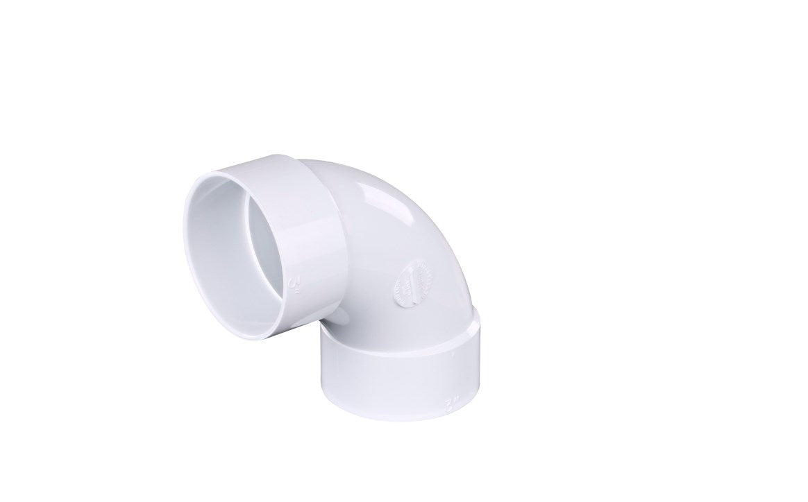 NDS 3" White Hub x Hub PVC Long-Turn 90 Degree Elbow