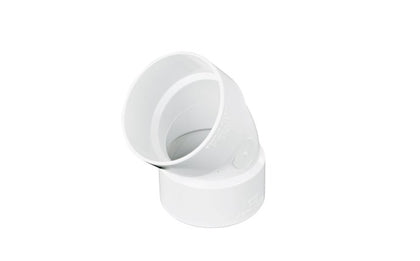 NDS 3" White Hub x Hub PVC S&D 45 Degree Elbow