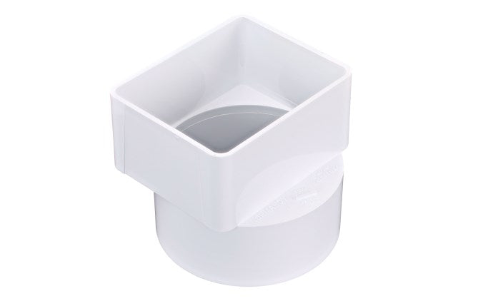 NDS 3" x 4" x 4" White S&D Hub PVC Offset Downspout Adapter