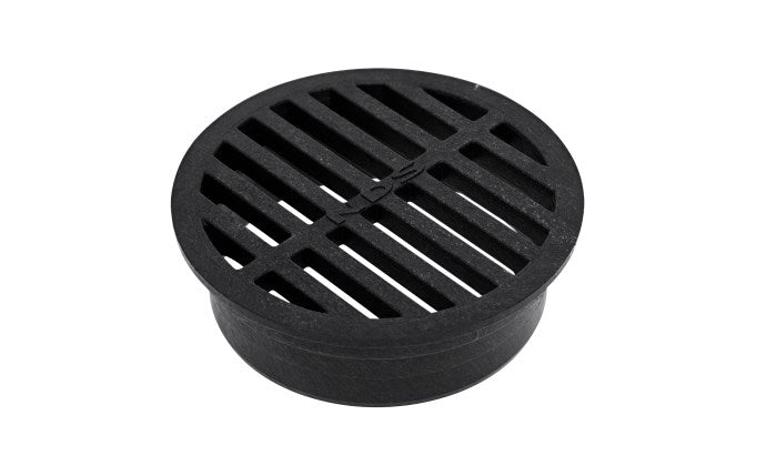 NDS 11, 4" Black Plastic Round Grate, Connects to 4" Drain Pipes and Fittings