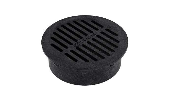 NDS 6" Black Plastic Round Grate, Connects To 6" Spee-D Basin, Pipes, And Fittings
