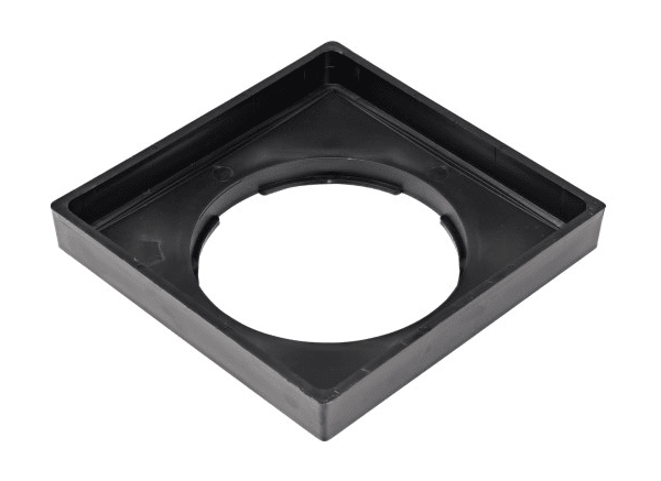 NDS 9" Black Square Low-Profile Adapter Drain, Connects to 3" to 8" Drain Pipes