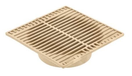 NDS 970S, 9" Sand Plastic Square Grate, Connects To 6" Spee-D Basin, Pipes, And Fittings