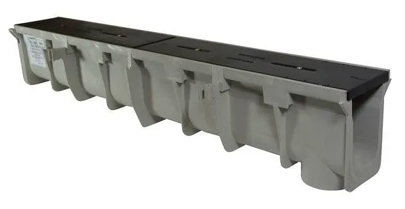 NDS DS-092, Dura Slope 6" x 4' x 6.1" Light Gray Channel Drain, 4.3" To 4.7" Invert Depth