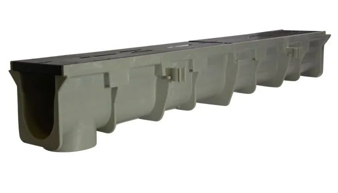 NDS DS-094, Dura Slope 6" x 4' x 6.8" Light Gray Channel Drain, 5.0" To 5.3" Invert Depth