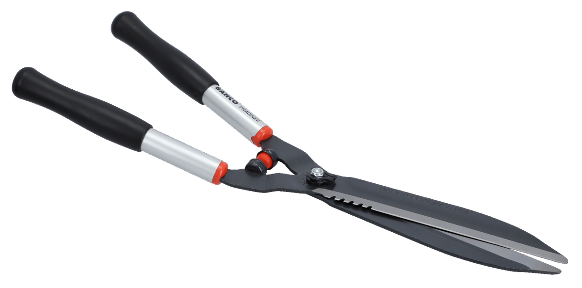 Bahco 22.5 inch Heavy Duty Lightweight Hedge Shears, Partially Serrated Aluminum Blades