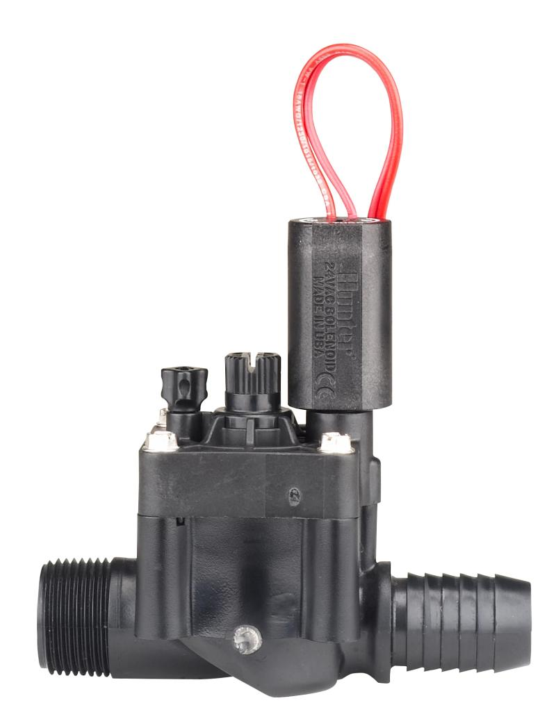 Hunter PGV-101-MB; PGV Valve, screw-top, 1" valve with flow control and male thread inlet / barb outlet