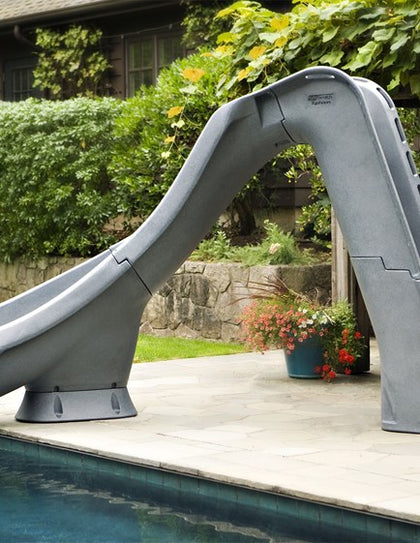 S.R. Smith Typhoon complete pool slide, left turn, in gray granite