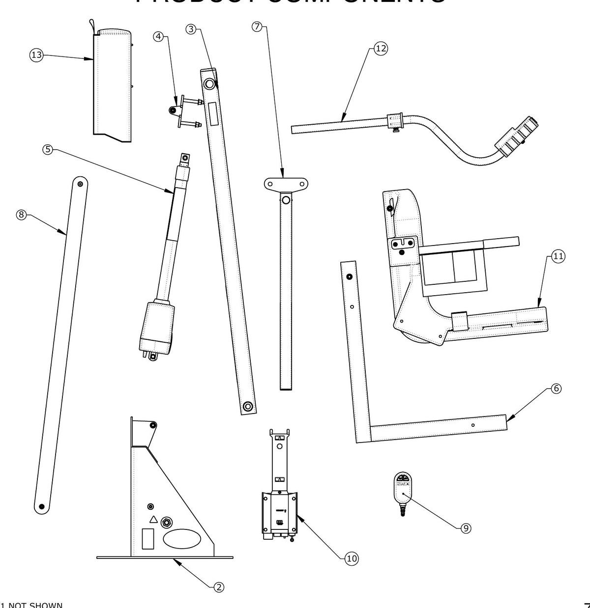 Aqua Creek Admiral Pool Lift exploded parts diagram with numbered keys