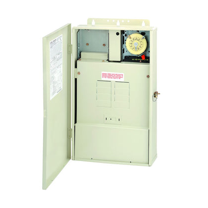 Intermatic T40004RT3 load center with 300 W transformer and T104M time switch mechanism