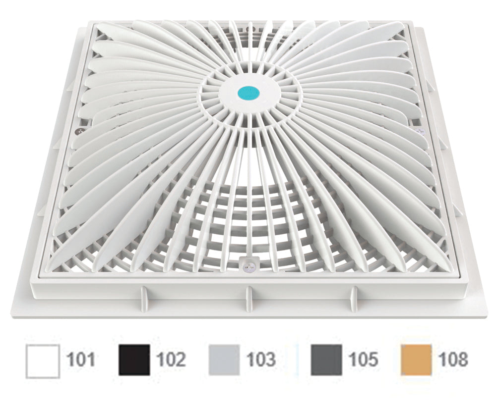 AquaStar 12MF101 12 inch square MoFlow suction outlet cover and mud frame in white