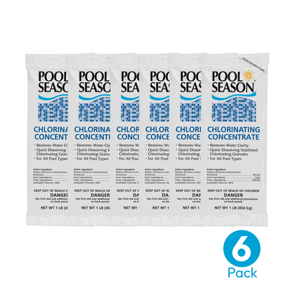 Pool Season Di-Chlor chlorinating concentrate granular shock, 1 lb bags, 6-pack