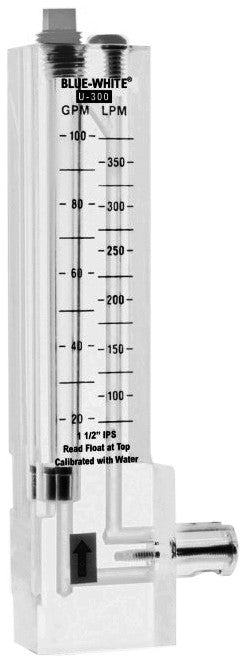 Blue-White Industries D-30200P 2 inch vertical downflow flow meter, clear body