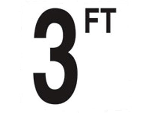 NPT DM52-2030 5 inch black 3 FT number on a 6x6 white non-skid depth marker tile