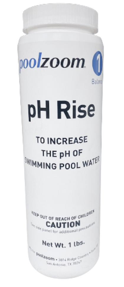 One pound bottle of pH Up balancer for swimming pools and spas, front label