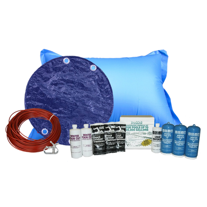 Royal 30 ft round solid winter cover bundle with chemical kit and air pillow