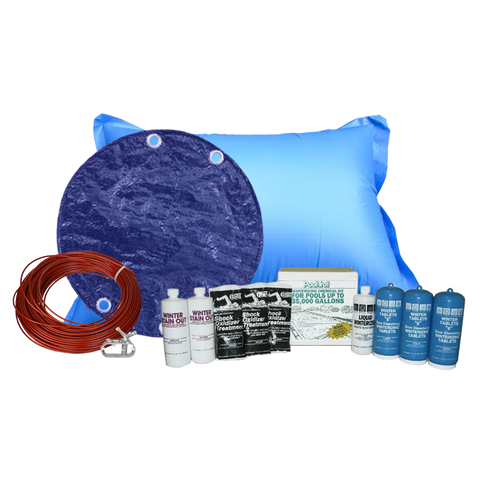 Royal 30 ft round solid winter cover bundle with chemical kit and air pillow