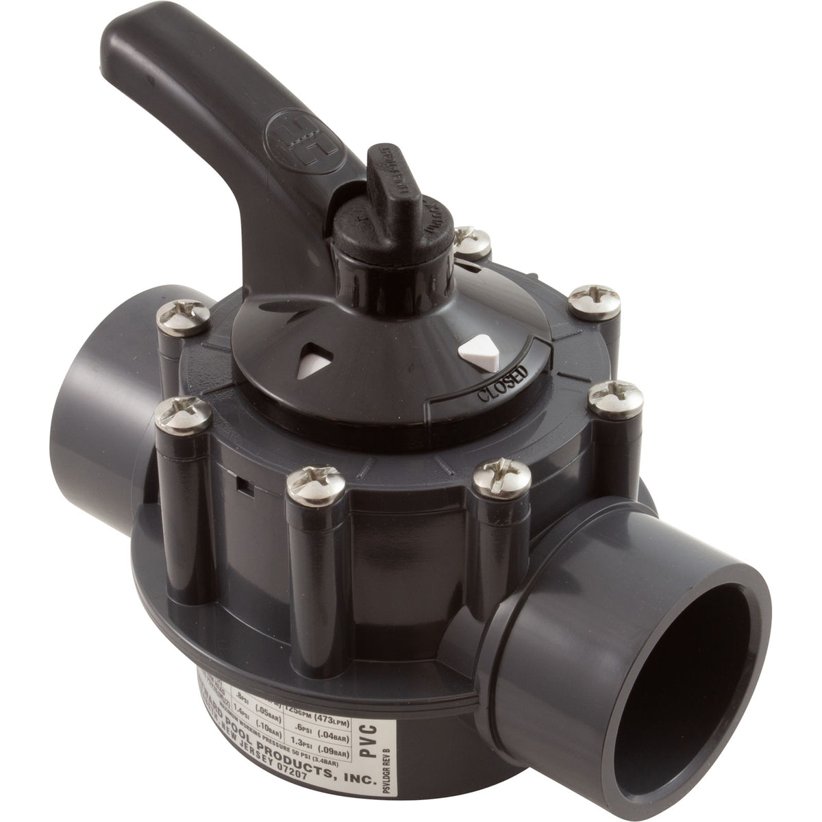 Hayward PSV2SDGR 1-1/2 inch by 2 inch PSV Series 2-way PVC diverter valve
