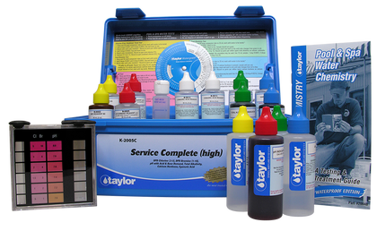 Taylor K-2005C-8 service complete pool test kit, high range, with 2 oz reagents