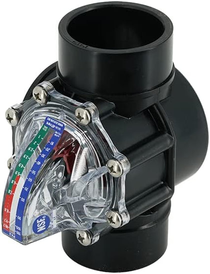 H2Flow Controls FV-2 FlowVis flow meter with check valve for 2 in. Sch 40 PVC, GPM scale