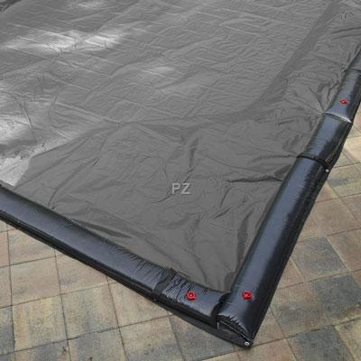 PoolTux King 20'x40' solid rectangle winter cover, silver on black