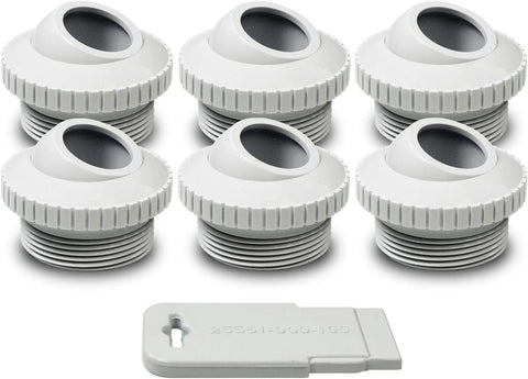 Aquamoto white 1 inch eyeball jet fittings, 6 pack with installation tool