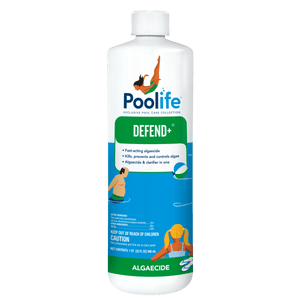 Poolife Defend+ non-foaming algaecide 1 quart bottle, product photo