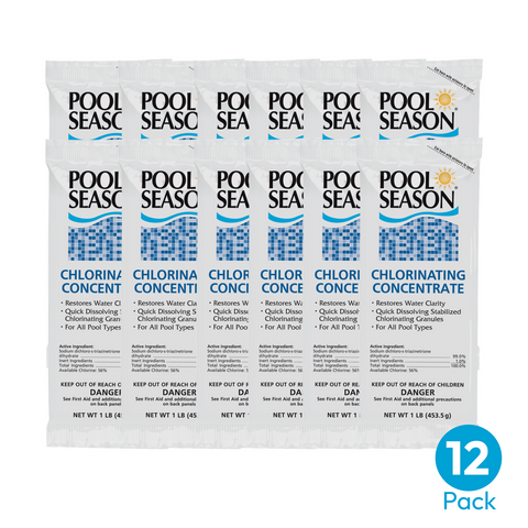 Pool Season di-chlor chlorinating concentrate granular shock, 1 lb bags, 12 pack