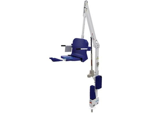 Aqua Creek Neptune F-NPTN-G white above ground pool lift with a gray seat