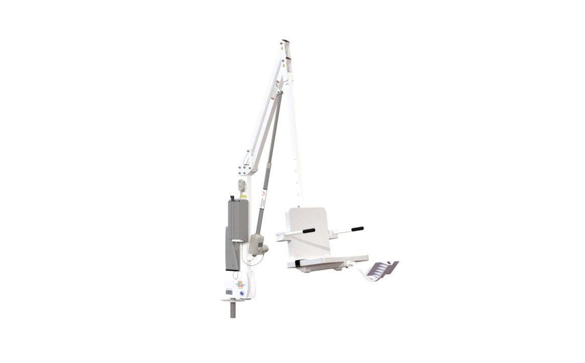 Aqua Creek Revolution XL F-REVXL-W white pool lift with a white seat