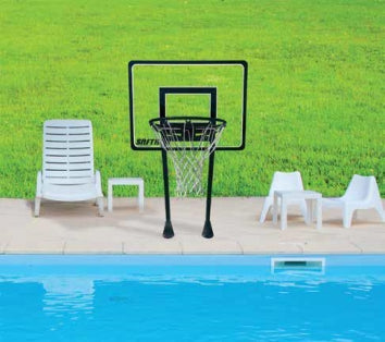 Saftron P-BB-42-BK 42 inch residential pool basketball game with black trim