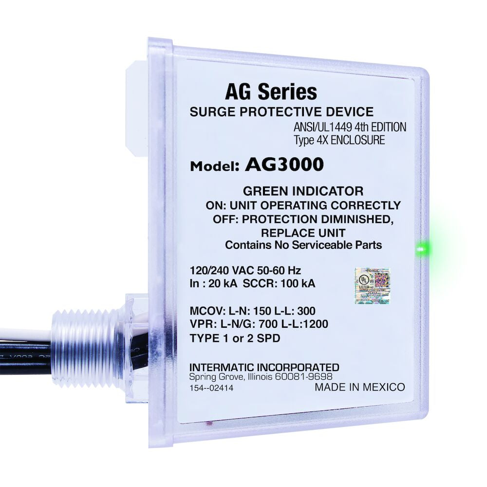 Intermatic AG3000 three mode surge protective device in an outdoor enclosure