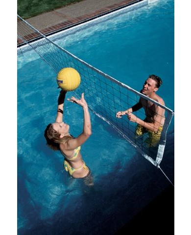 S.R. Smith S-VOLY 16 ft salt pool volleyball game with posts, net and anchors