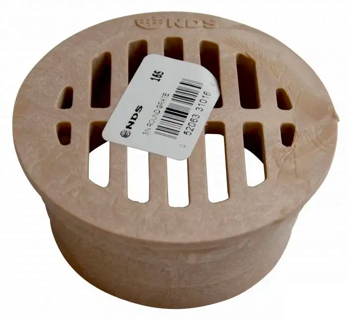 NDS 16S sand colored round plastic drain grate for 3 in. pipe
