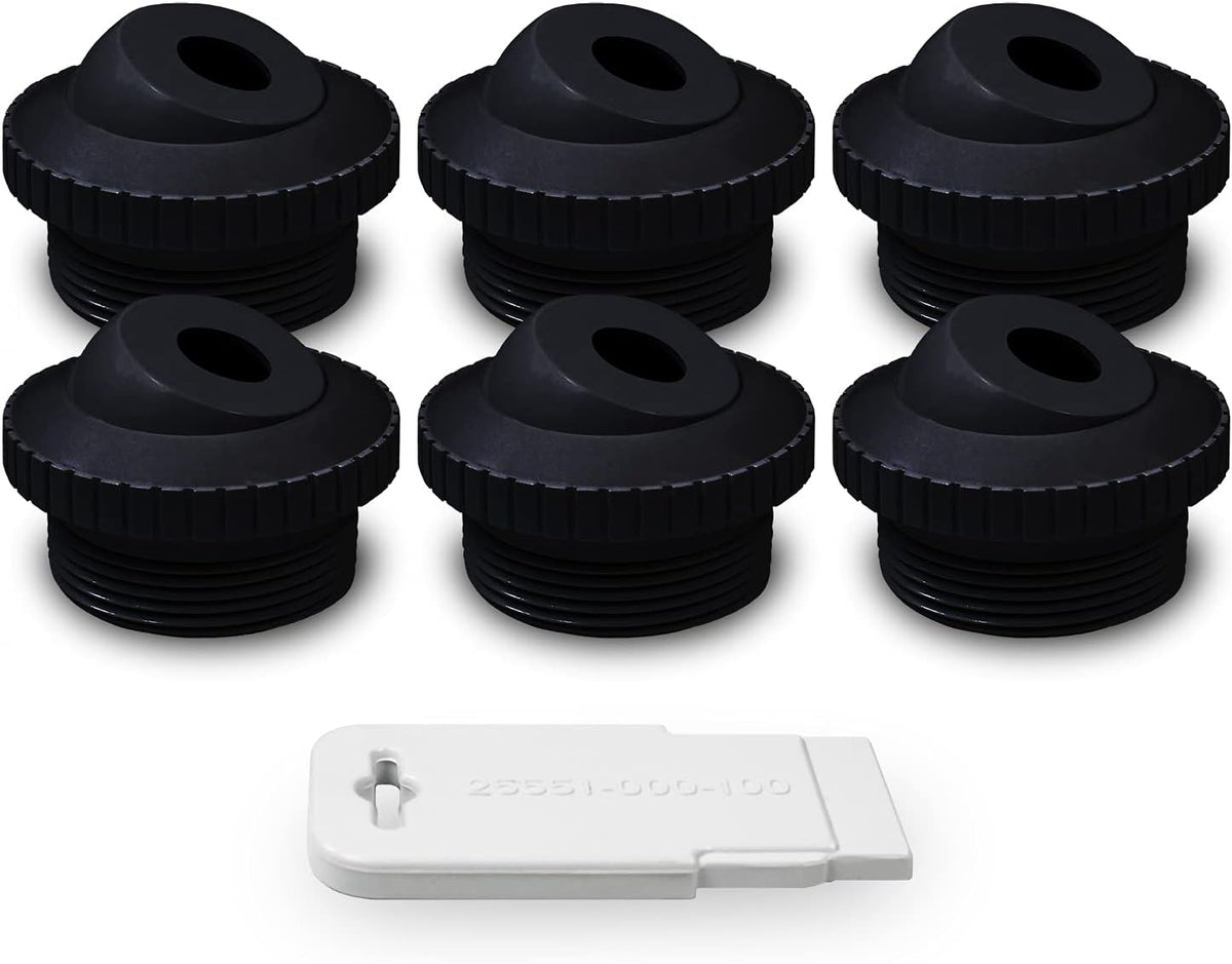 Aquamoto 25552-204-000 black 1/2 inch directional flow eyeball inlet jet fittings, pack of 6