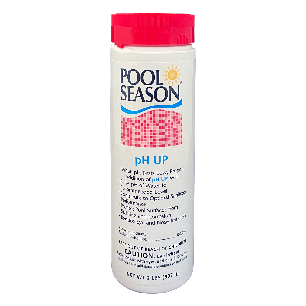 Pool Season pH Up, 2 lb bottle of granular sodium carbonate pH increaser