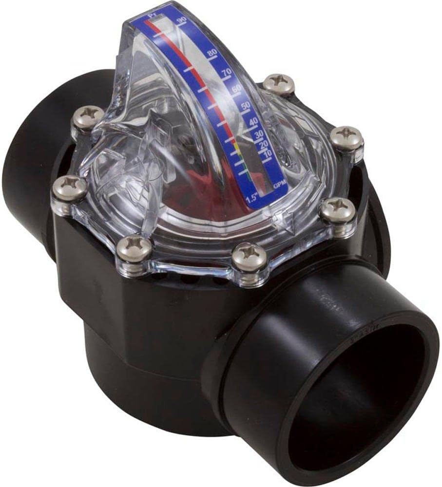 H2Flow Controls FlowVis FV-15 flow meter with check valve for 1.5 inch PVC, GPM scale