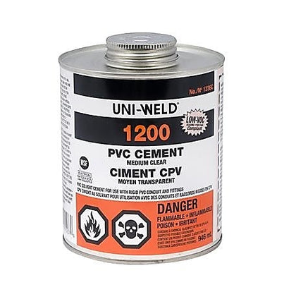 Oatey 1246S 1200 Series medium bodied clear PVC cement, 16 ounce can